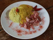 Curryreis auf Hähnchenbrust - Rezept