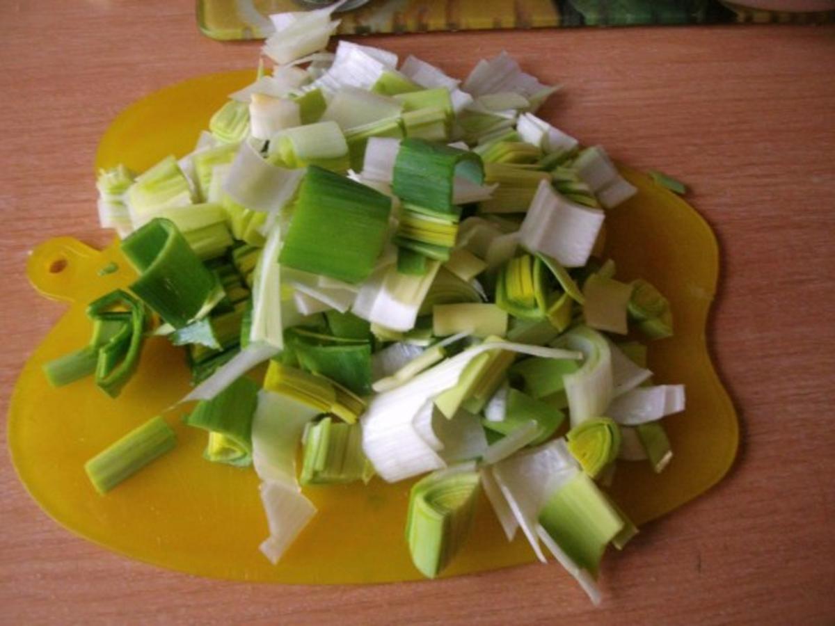 Bratklops mit Porreegemüse - einfach - 19 kcal/100g