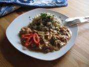 Hähnchenstreifen mit Champignons in Kokosmilch - Rezept