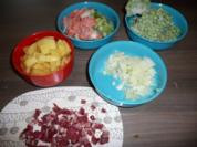 Erbsensuppe mit Speckwürfel. - Rezept