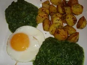 Spiegeleier mit Spinat und Bratkartoffel - Rezept