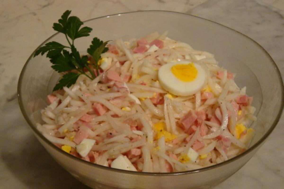 Schneller Rettichsalat mit Bierschinken und Eiern - Rezept