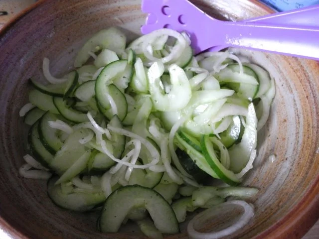 Vegetarisch : Pellkartoffeln - Zwiebelquark - Gurkensalat - Rezept - Bild Nr. 10