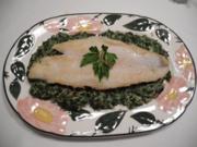 Fisch : ...an buntem Reis mit Rahmspinat - Rezept