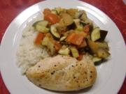 Gemüse-Ratatouille auf Reis mit Hähnchenbrustfilet à la Heiko - Rezept