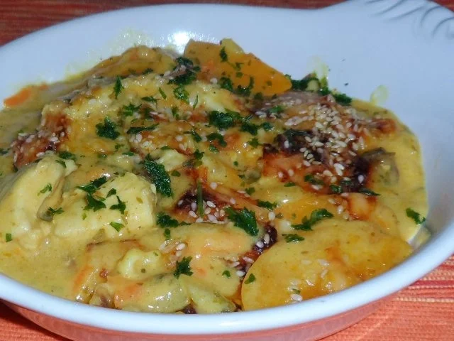 Ofengerichte: Gratiniertes Pfirsich-Kokos-Hähnchen mit Karotten und Ingwer - Rezept - Bild Nr. 12