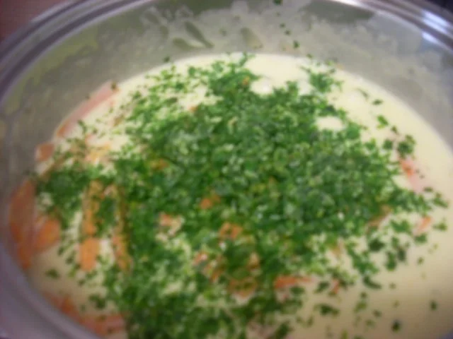 Karotten-Rahm-Gemüse mit Geflügel-Fleischwurst und Kartoffelterrine - Rezept - Bild Nr. 12