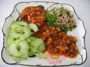 Vegan : Gemüsebolognese an Petersilien - Dinkel - Rezept