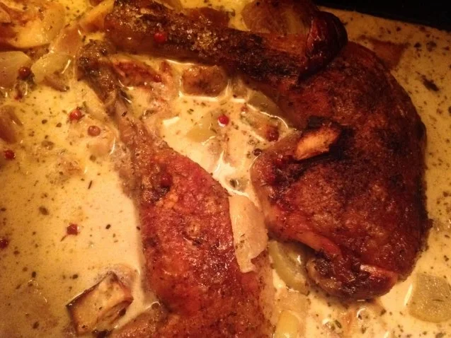 Hähnchenkeulen mit Äpfeln und Cidre aus dem Ofen - Rezept - Bild Nr. 2