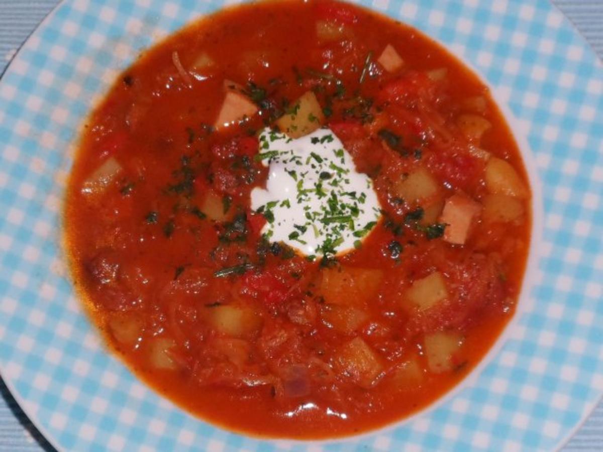 Eintöpfe/Suppen: Deftiger Kartoffel-Sauerkraut-Eintopf mit Paprika und Cabanossi - Rezept - Bild Nr. 14