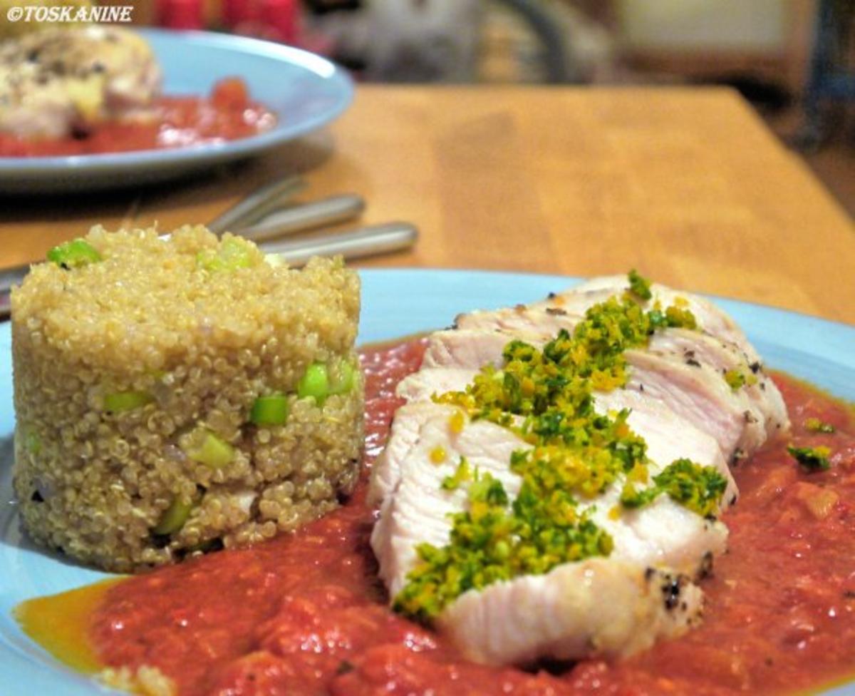 Hähnchenbrust auf Tomatensauce mit Gremolata und würzigem Quinoa - Rezept - Bild Nr. 16