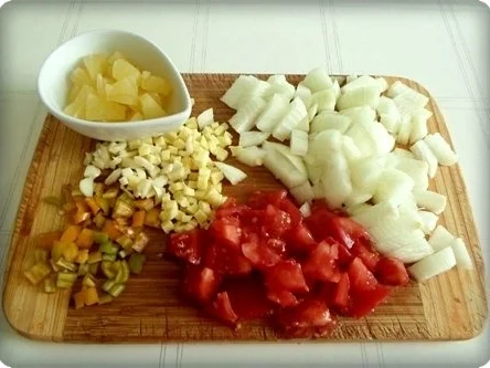 Schweinefleisch mit Ananas  und feinem Reistürmchen dazu - Rezept - Bild Nr. 10