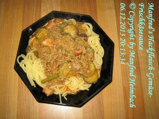 Sauce – Manfred’s Hackfleisch-Gemüse-Frischkäsesauce - Rezept