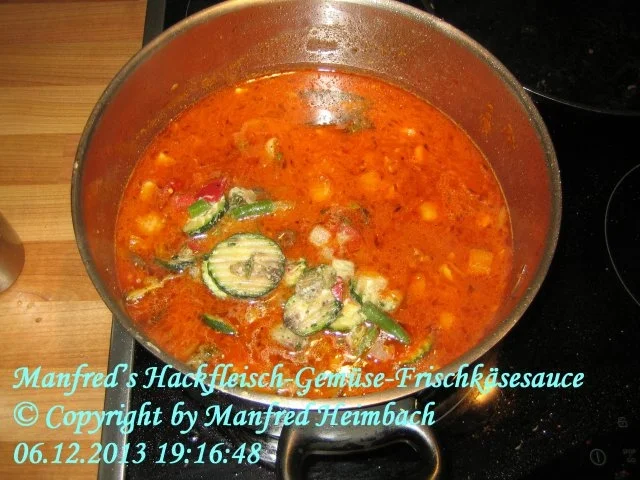 Sauce – Manfred’s Hackfleisch-Gemüse-Frischkäsesauce - Rezept - Bild Nr. 2