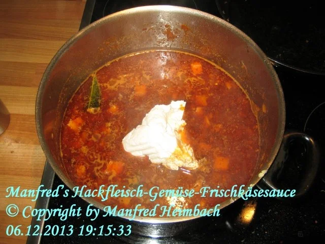 Sauce – Manfred’s Hackfleisch-Gemüse-Frischkäsesauce - Rezept - Bild Nr. 3