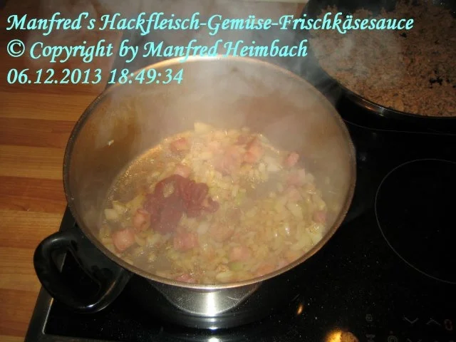 Sauce – Manfred’s Hackfleisch-Gemüse-Frischkäsesauce - Rezept - Bild Nr. 5