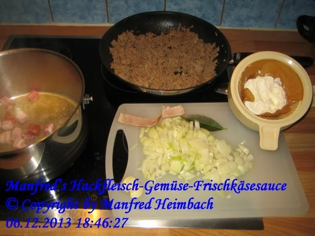 Sauce – Manfred’s Hackfleisch-Gemüse-Frischkäsesauce - Rezept - Bild Nr. 7
