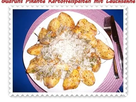 Rezept: Kartoffeln: Pikante Kartoffelspalten mit Lauchsahne Bild Nr. 14 Kartoffeln: Pikante Kartoffelspalten mit Lauchsahne - Rezept - Bild Nr. 14