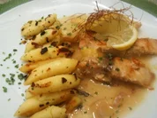 Lachs mit Mandelschupfnudeln - Rezept