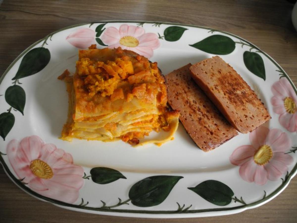 Vegan : Kürbis - Karotten -  Lasagne - Rezept