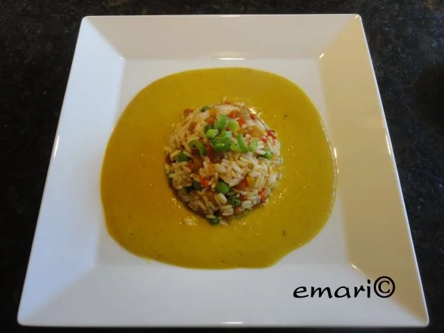 bunter Kürbis Reis auf Kurkuma Sauce - Rezept