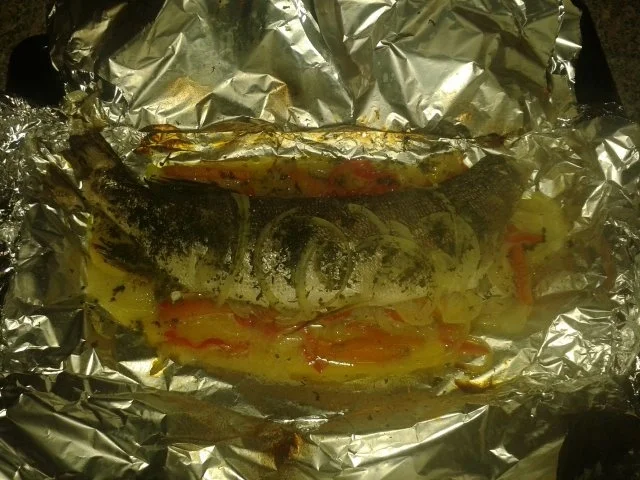 Frischer Hecht mit Gemüse aus dem Ofen - Rezept