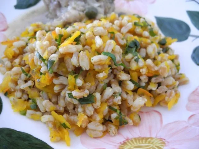 Vegan : Dinkel - Kürbis - Beilage - Rezept