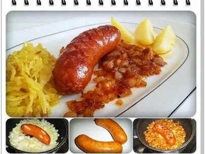 Bratwurst mit viel Zwiebel,  Sauerkraut und Salzkartoffeln - Rezept - Bild Nr. 7