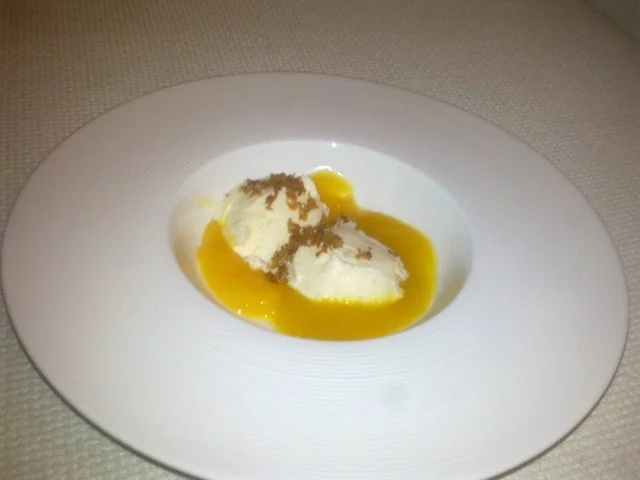 Rezept: Fencheleis | Safranbirnenpüree | Mandarinengel| frittiertes Brot | Tahitivanille Fencheleis | Safranbirnenpüree | Mandarinengel| frittiertes Brot | Tahitivanille - Rezept