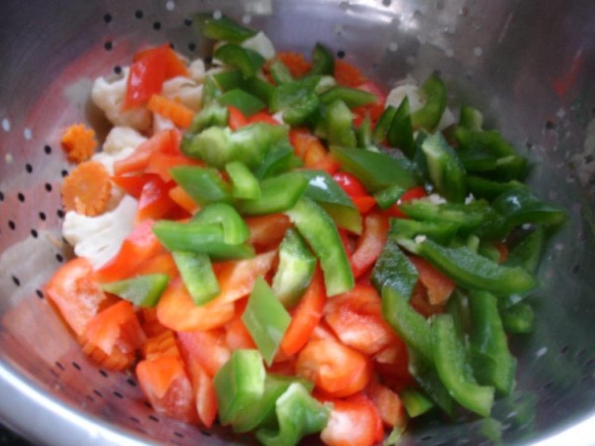 Hähnchennuggets mit Sellerie-Kartoffelstampf und Wok-Gemüse - Rezept - Bild Nr. 12