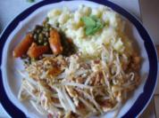 Rezept: - Exotisches - Rührei mit Sellerie-Kartoffelstampf und Erbsen mit Möhren - Exotisches - Rührei mit Sellerie-Kartoffelstampf und Erbsen mit Möhren - Rezept