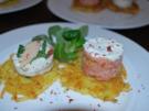 Lachstatar und Forellencreme auf kleinen Rösti - Rezept