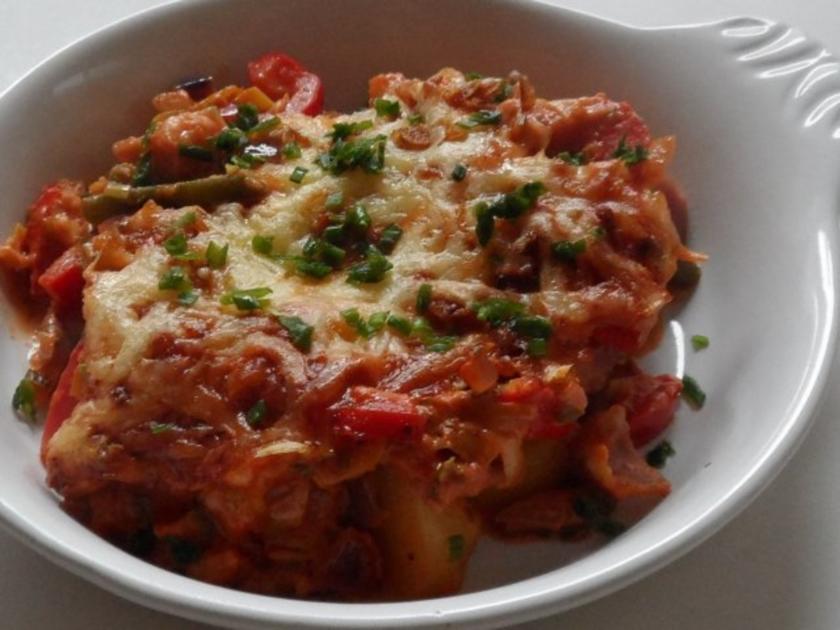 Aufläufe: Würziger Kartoffel-Bohnen-Auflauf mit Bergkäse und ...
