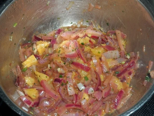 Rezept: Knusper-Feta in Nusspanade mit süß-saurer Zwiebel-Orangen-Beilage Bild Nr. 13 Knusper-Feta in Nusspanade mit süß-saurer Zwiebel-Orangen-Beilage - Rezept - Bild Nr. 13