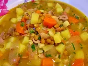 Linsentopf mit Lammfleisch und Hühnerherzchen - Rezept