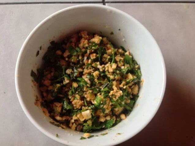 Tofu mit Kräuterkruste und gebackenem Möhren Kaki Gemüse. Dazu ein Tomaten-Dip - Rezept - Bild Nr. 7