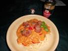 Chakalaka-Soße mit Cabanossi-Talern auf Pasta>> - Rezept