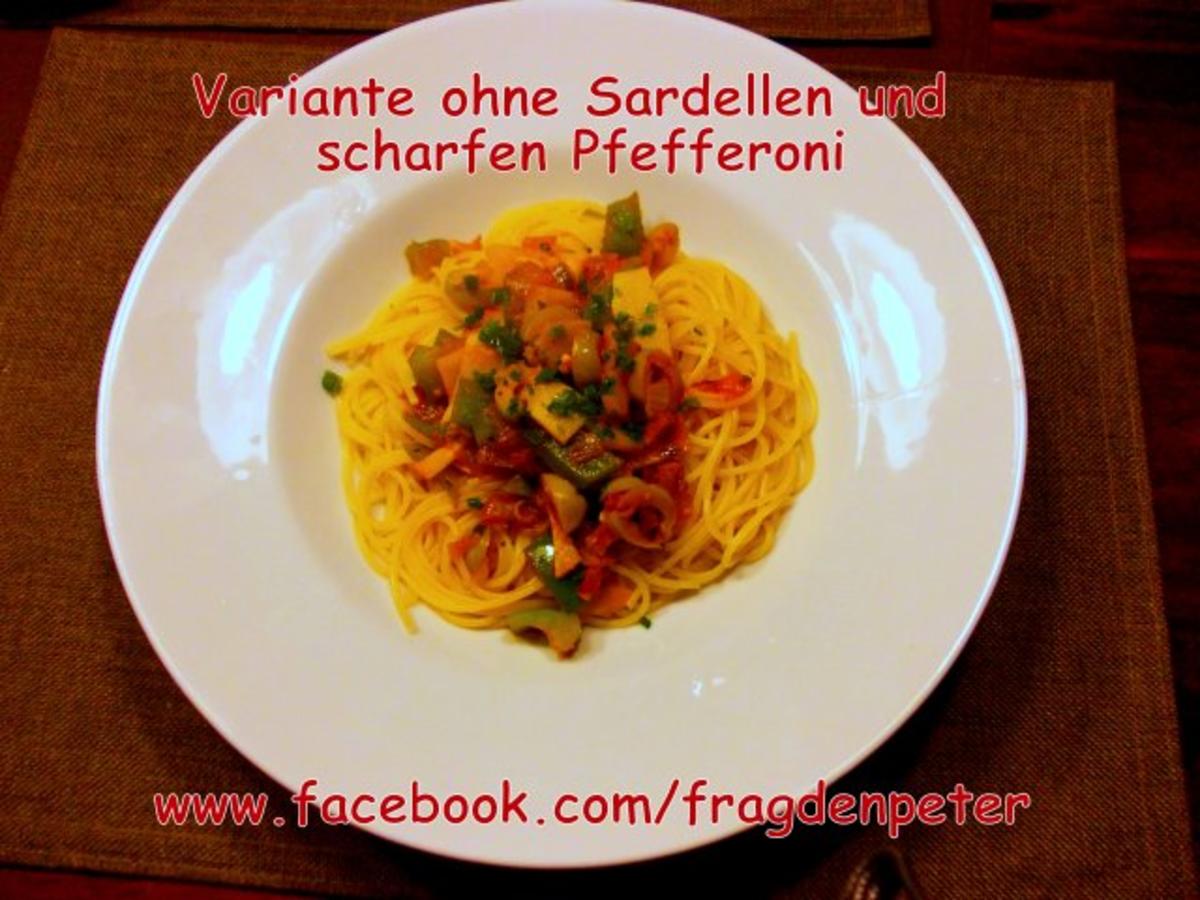 Feurige Sardellen-Pfefferoni  Spaghetti mit Paprika-Olivensoße - Rezept - Bild Nr. 11