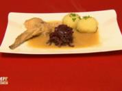 Kaninchenkeulen mit Halbseidenen - Rezept