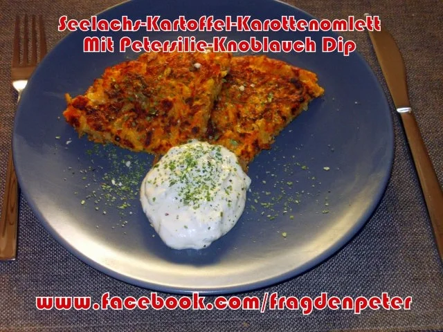 Rezept: Seelachs-Kartoffelpuffer mit Knoblauch Dip Seelachs-Kartoffelpuffer mit Knoblauch Dip - Rezept