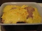 Rezept: gratiniertes Hühnerbrustfilet mit Pilzen, Kochschinken und Sauce Hollandaise gratiniertes Hühnerbrustfilet mit Pilzen, Kochschinken und Sauce Hollandaise - Rezept