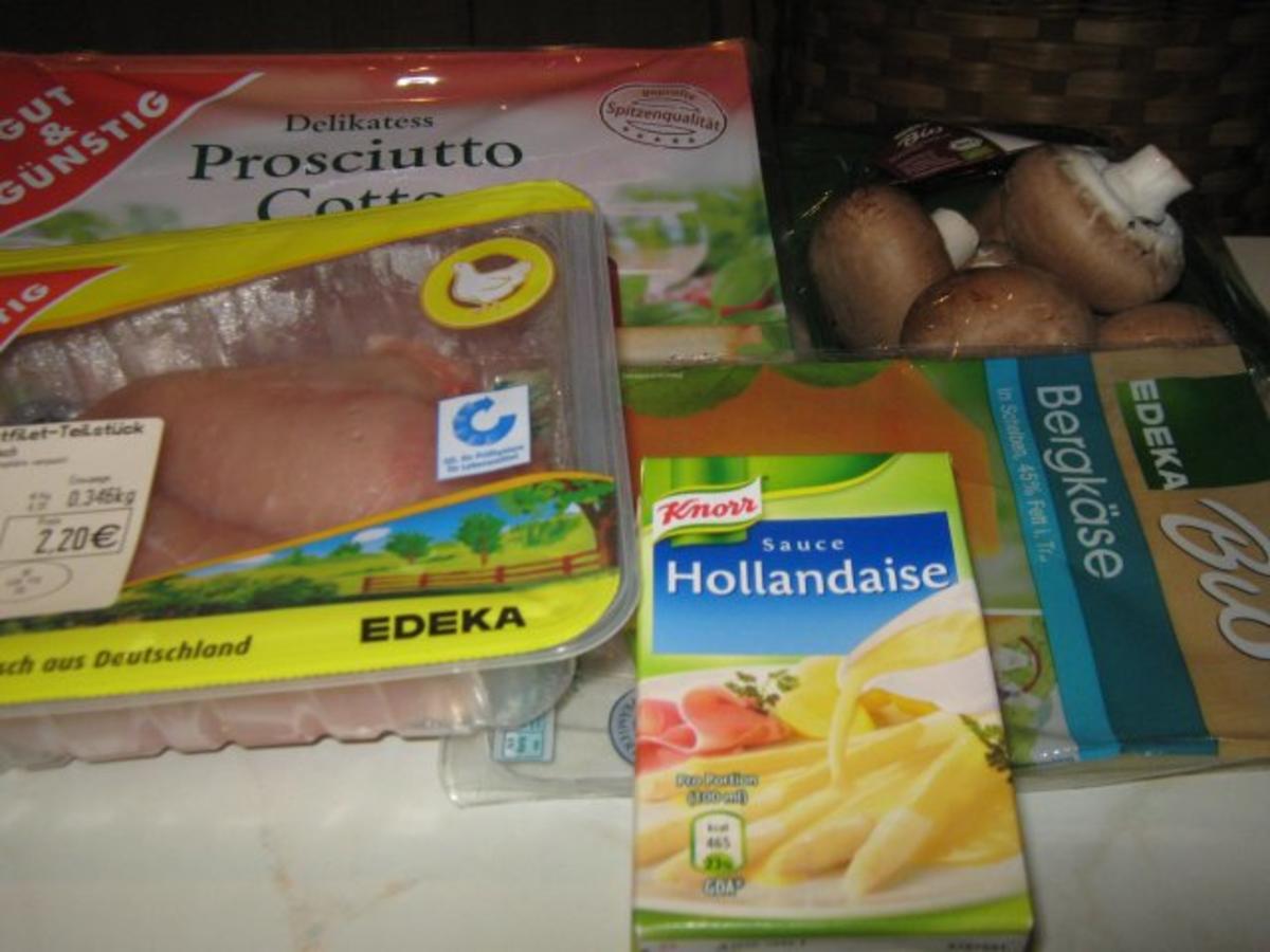 gratiniertes Hühnerbrustfilet mit Pilzen, Kochschinken und Sauce Hollandaise - Rezept - Bild Nr. 2