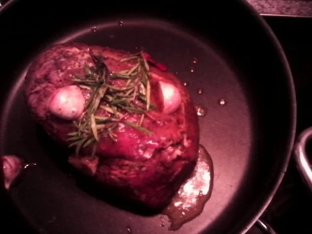 Schinkenbraten - Schweinebraten mit Kartoffelbaumkuchen und Rosenkohl/Speck-Gemüse - Rezept - Bild Nr. 2