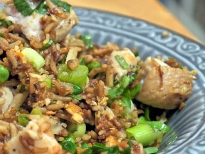 Bratreis mit Kabeljau - Rezept