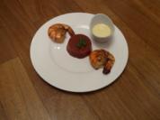 Tomatengelee mit marinierten Garnelen und Tequila-Mayonnaise - Rezept