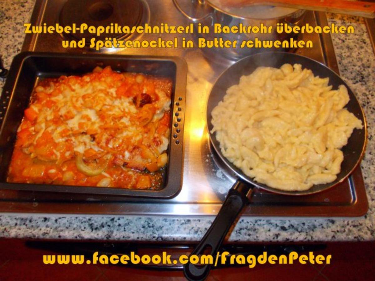 Zwiebel-Paprika Putenschnitzerl mit Spätzlenockerl - Rezept - Bild Nr. 7