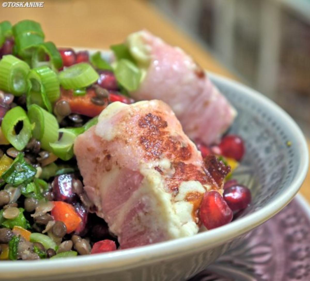 Bilder für Winterlich-fruchtiger Linsensalat mit Fetapäckchen - Rezept