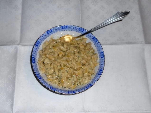 Rezept: "Oma - Friede`s" - Rahm - Wachsbohnen - Gemüse (Rzpt. um 1936) "Oma - Friede`s" - Rahm - Wachsbohnen - Gemüse (Rzpt. um 1936) - Rezept