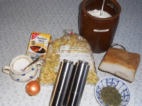 Rezept: "Oma - Friede`s" - Rahm - Wachsbohnen - Gemüse (Rzpt. um 1936) Bild Nr. 2 "Oma - Friede`s" - Rahm - Wachsbohnen - Gemüse (Rzpt. um 1936) - Rezept - Bild Nr. 2