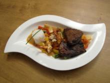 Komposition aus Fleisch und Fisch auf Thai-Curry - Rezept